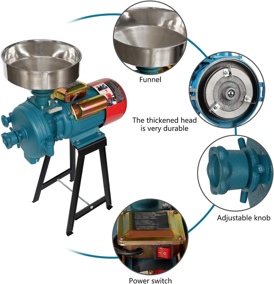 NAIZEA 3000W Electric Grain Mill Cereals Corn Grain Coffee Wheat Feed Machine