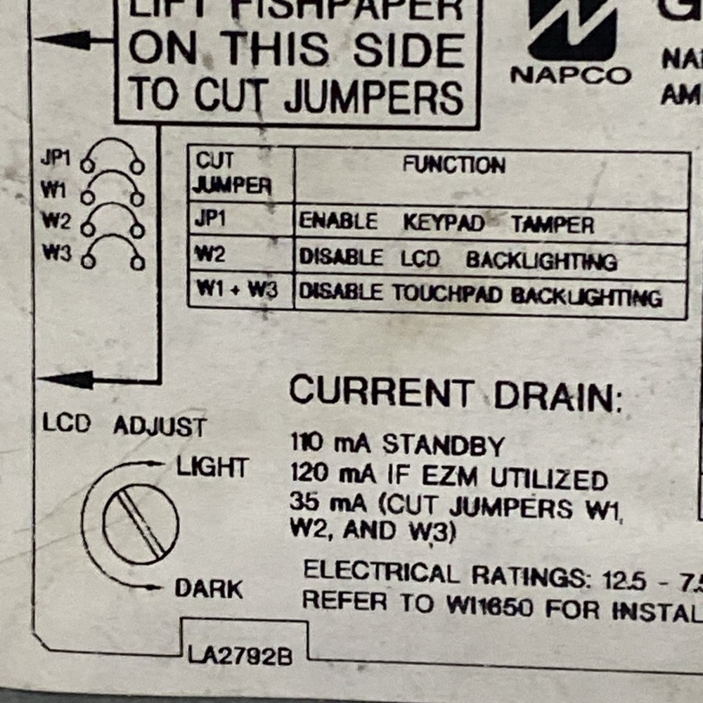 Napco Gemini GEMC-BK1 Security System Keypad Alarm Panel Control