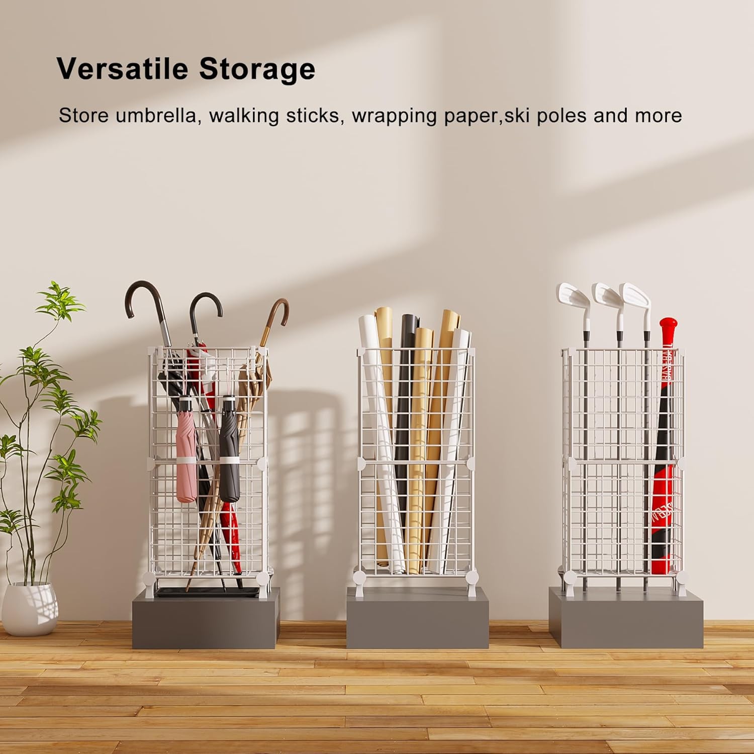 AWTATOS Umbrella Holder Entryway, Umbrella Stand Freestanding, Metal Square Umbr