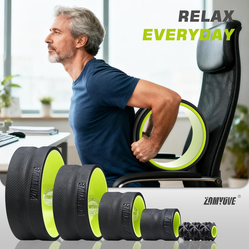 Back Roller Wheel - 5 Pack Yoga Foam Roller for Physical Therapy & Back Stretche
