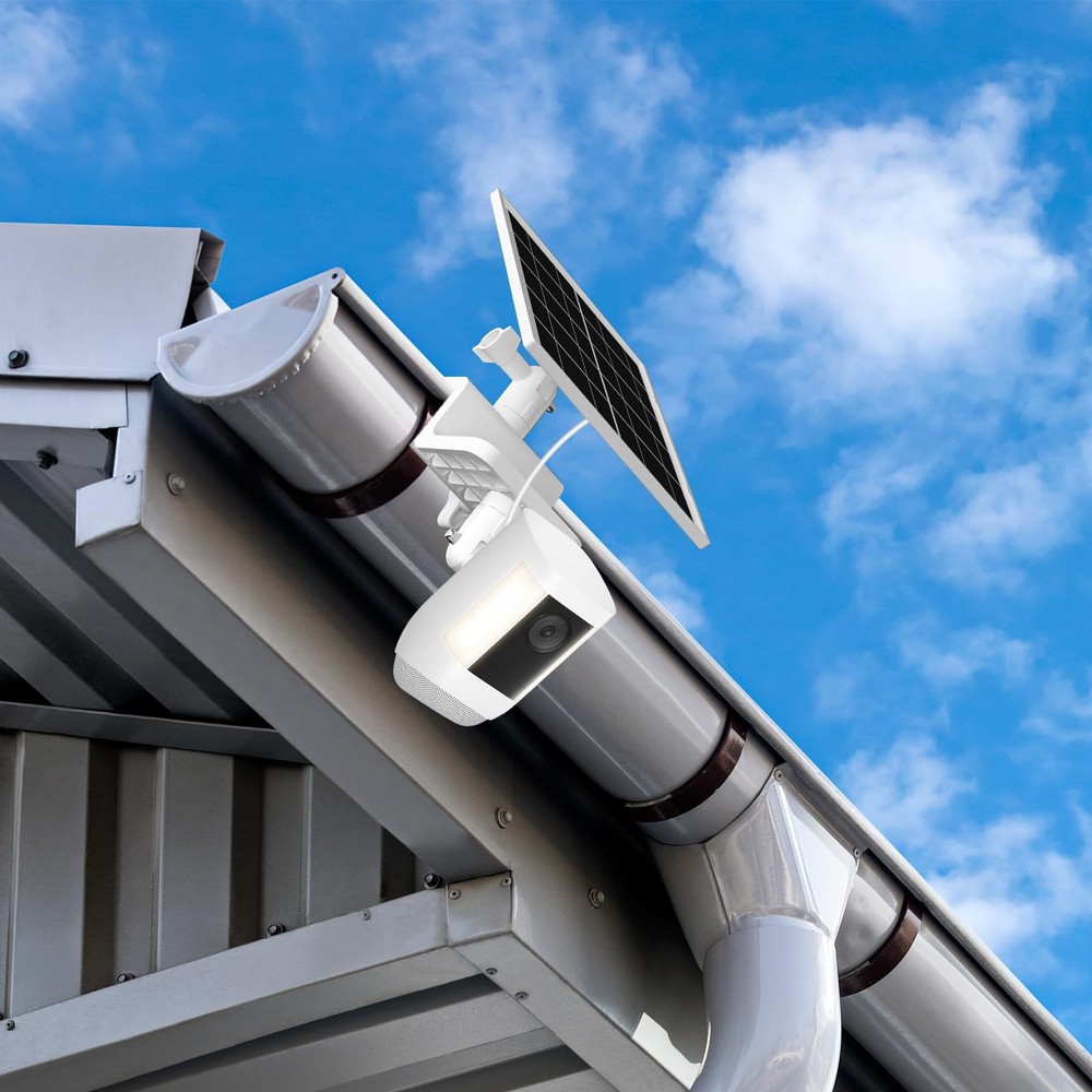 6W Solar Panel with Gutter Mount compatible with Ring Spotlight Cam White