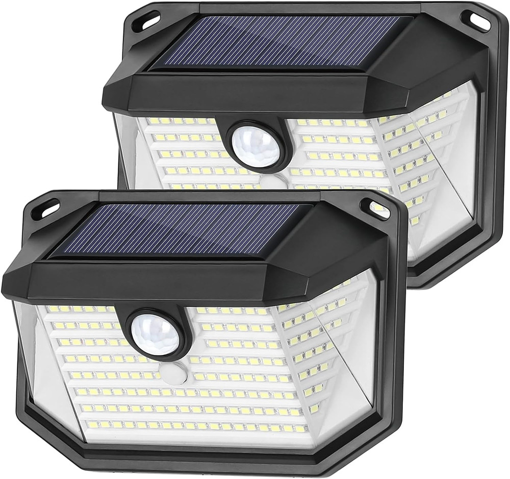 Solar Outdoor Lights, 2-Pack Super Bright 178 Leds Motion Sensor Wall Light with