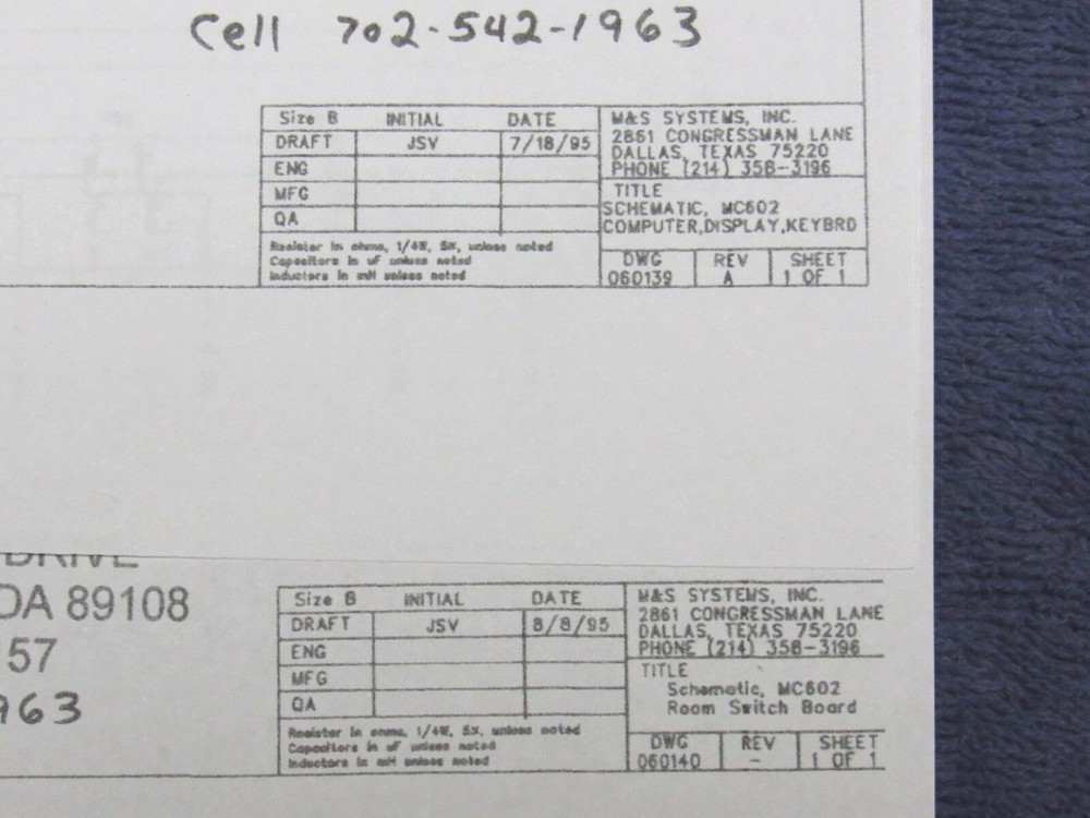 M&S MC602 Schematics Complete 1995-2002 Charts for Intercom
