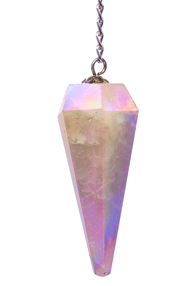 Angel Aura Rose Quartz Dowsing Crystal Pendulum
