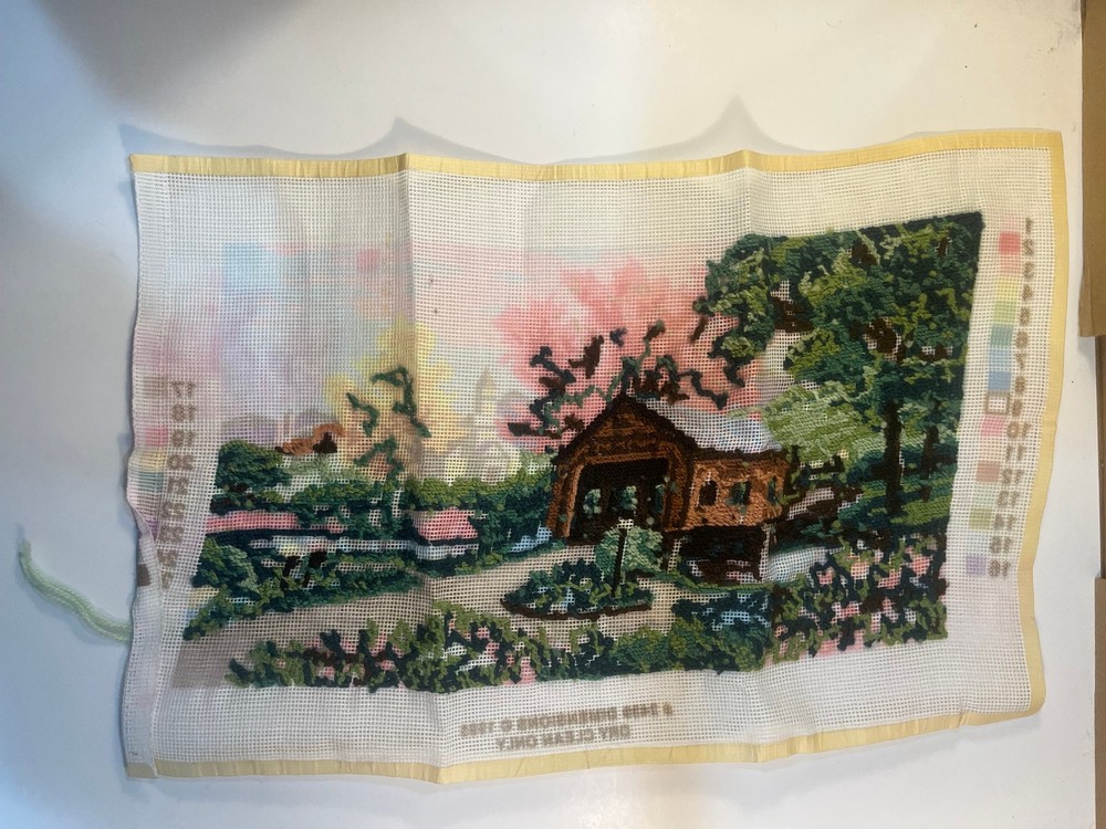 Dimensions Needlepoint Kit #2439 "Razzberry Creek" - Started