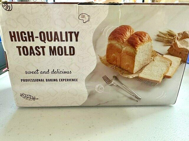 2 Pack Pullman Loaf Pans with Lids Non-Stick Bread Toast Mold Rectangle Black