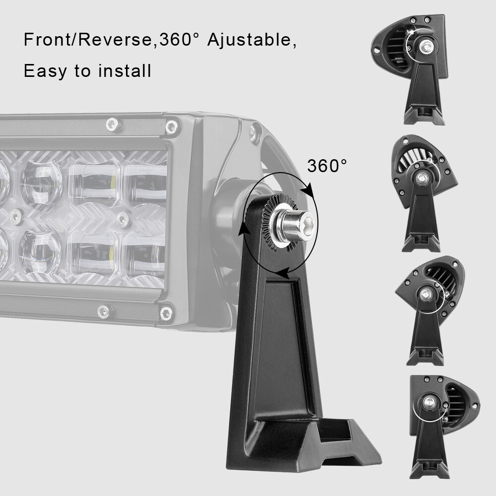 2x LED Light Bar Mounting Brackets 360° Side Rotating Al Alloy Holder Universal