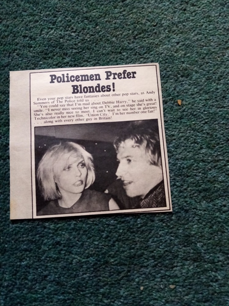 Dii6 Ephemera 1981 Pop Article Debbie Harry Andy Summers
