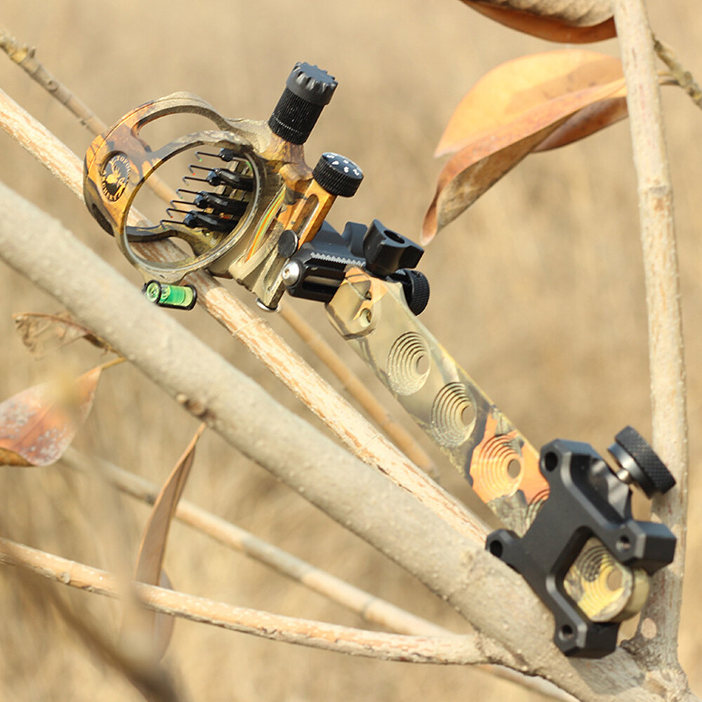 Compound Bow Sight 7 Pin (.019) Archery Micro Adjustable Optical Fiber Hunting