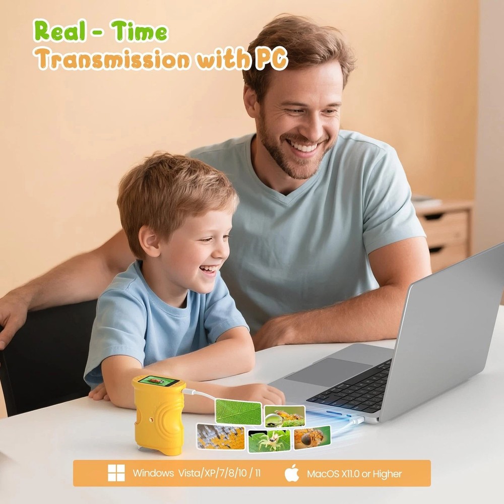 Kids Digital Microscope 1000x Magnification Handheld USB for PC Windows Mac OS