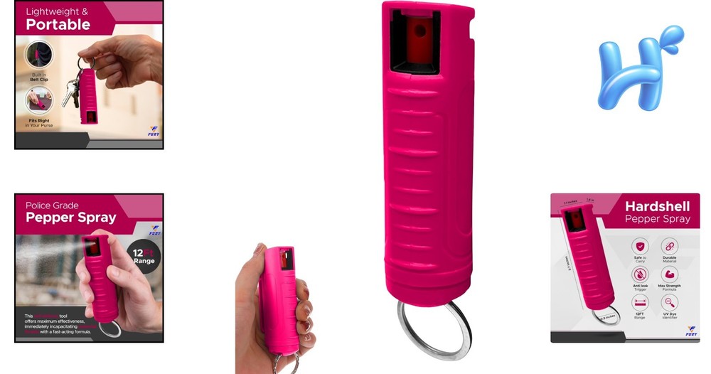 Ultra-Reliable Hardshell Pepper Spray - 12Ft Range, Quick Deploy & Colorful