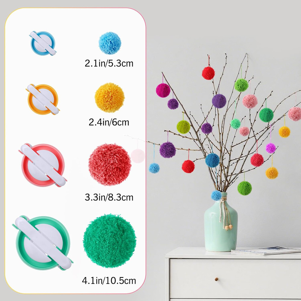 16 Pcs Pompom Makers Yarn 4 Different Sizes Pompom Maker Kit Craft Tool Set Ball