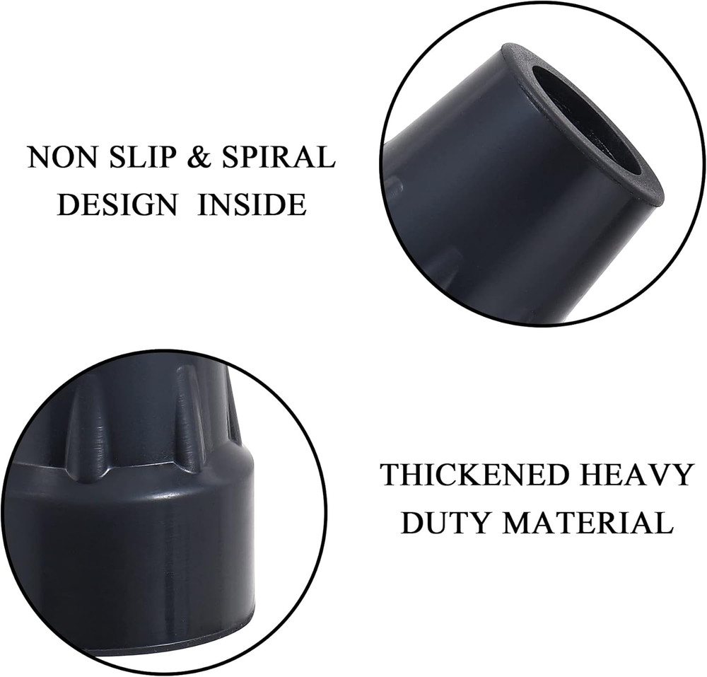 Rubber Cane Tips 7/8 Inch Cane Tips Replacement, Black, 2Pack