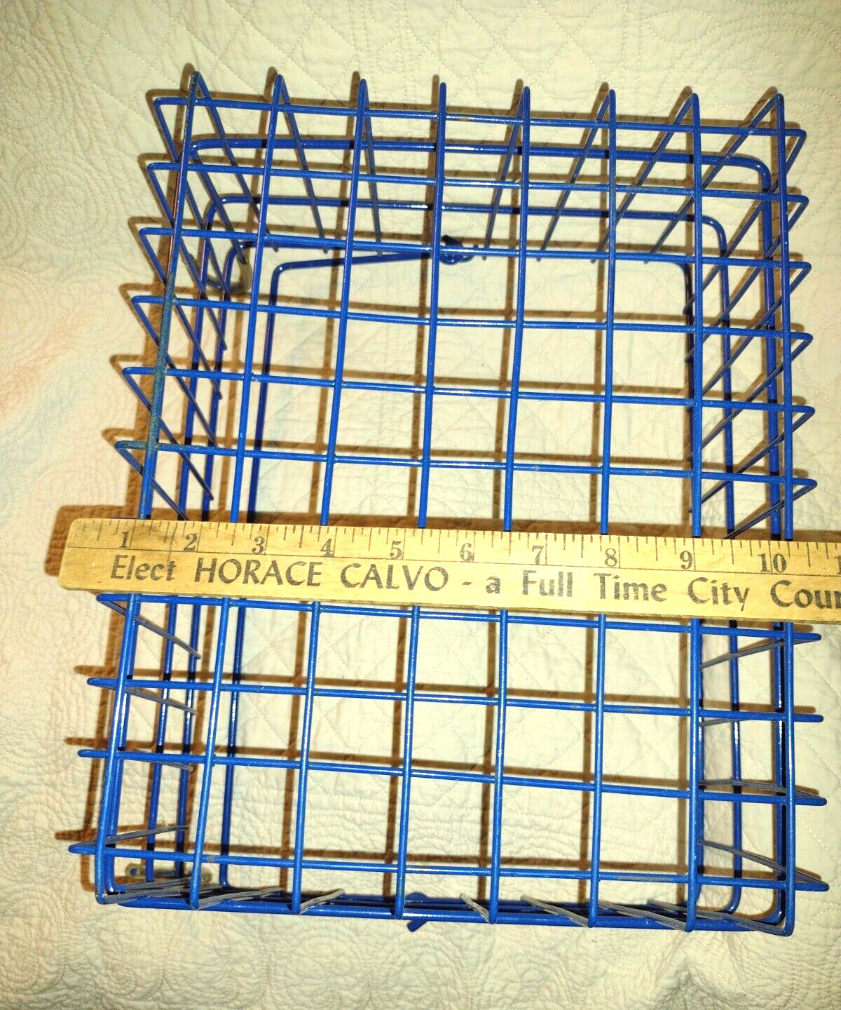 Front Wire Bike Bicycle Flower Basket With Carrying Handle Painted Blue