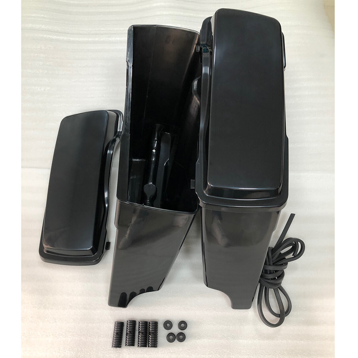 New Style 5" Stretched Extended Hard Saddle Bags Fit For 93-13 Harley Road King