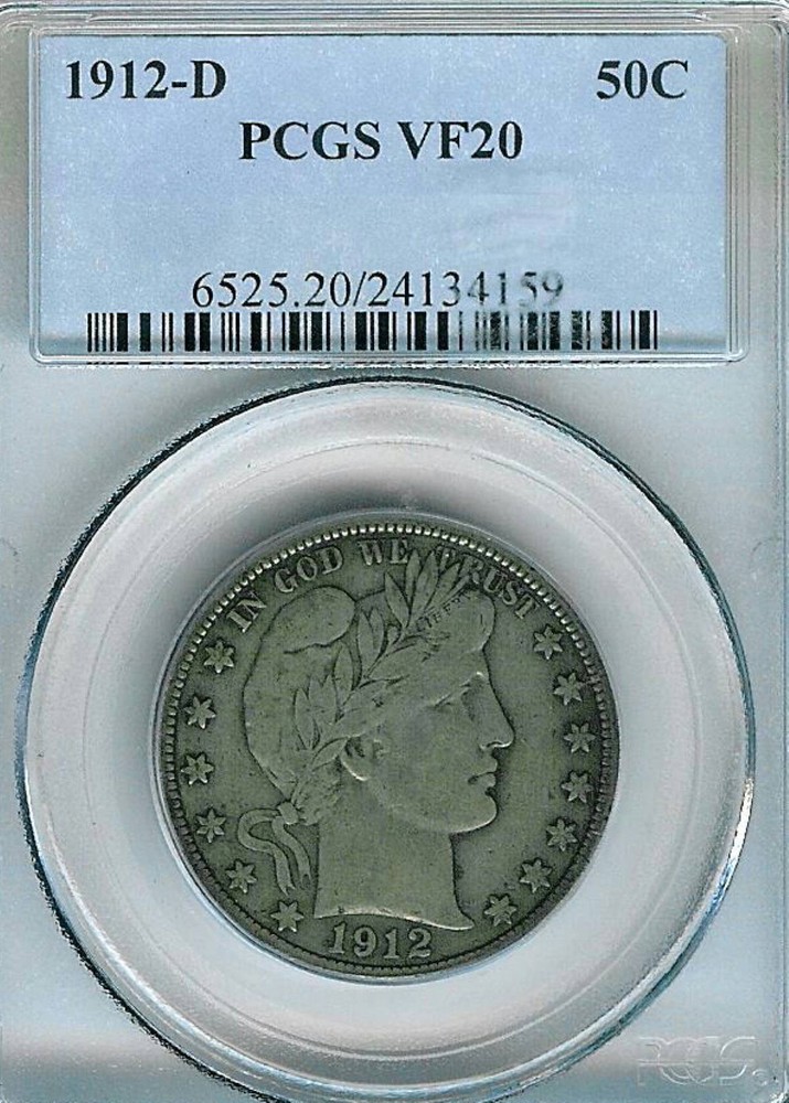 1912-D Barber Half Dollar : PCGS VF20