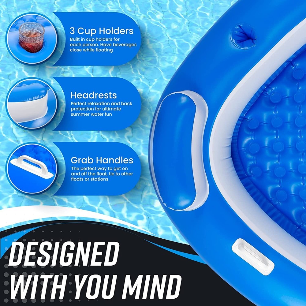 Zone Tech Inflatable Island Pool Float Raft Multi Person Relaxing pool lounger