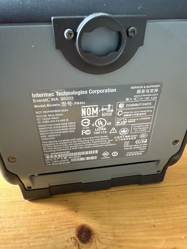 Intermec PB42 Mobile Thermal Receipt Label Printer Comes With Charger