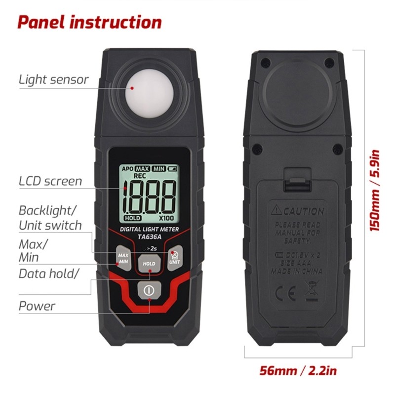 High Precise Luxmeter for Light Intensity Measurement Light Intensity Readings