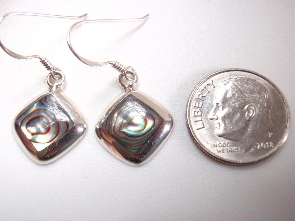 Abalone 925 Sterling Silver Dangle Square Earrings
