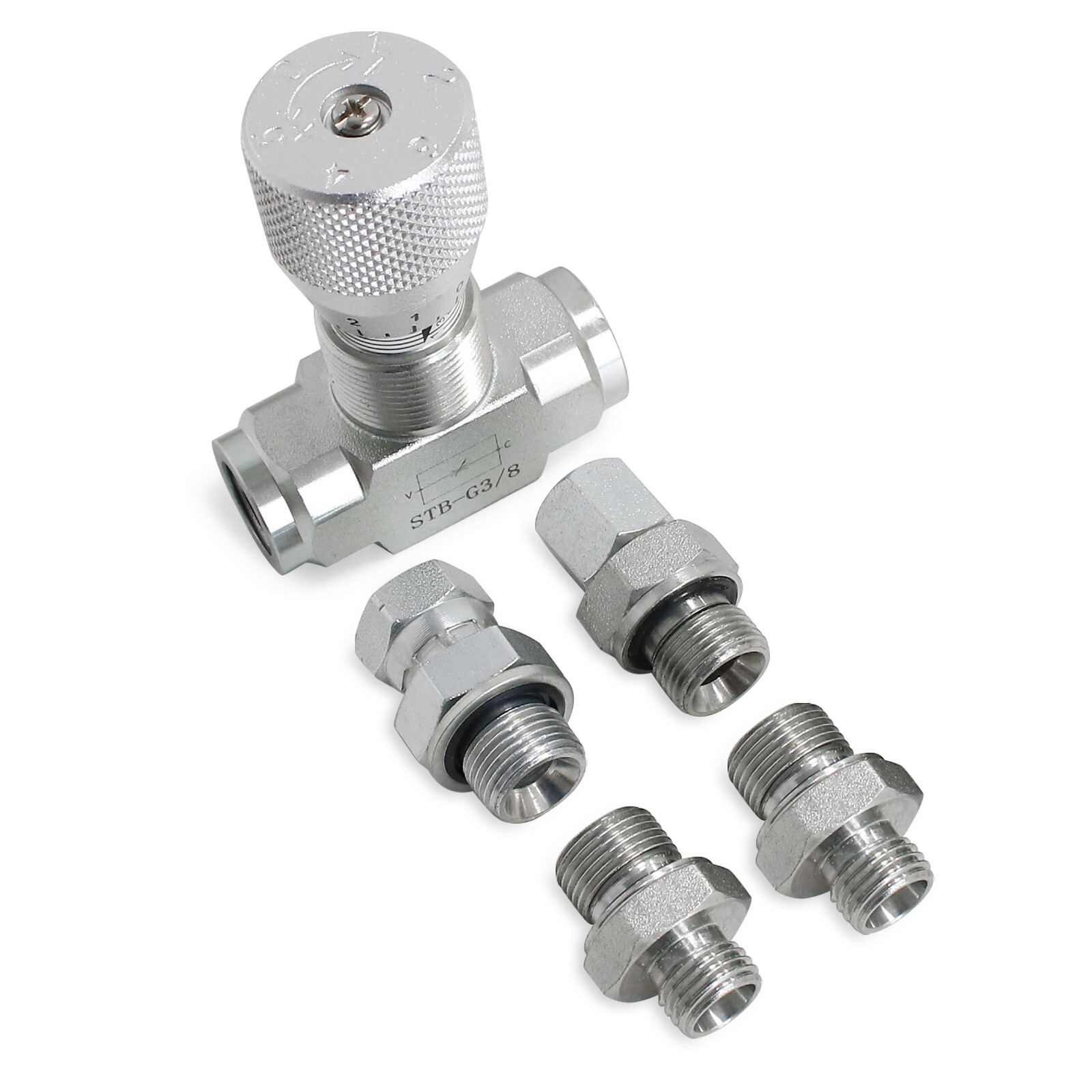 Hydraulic Flow Control Valve - STB-G3/8 - Mini Excavator - AGT - USA-3/8" L08