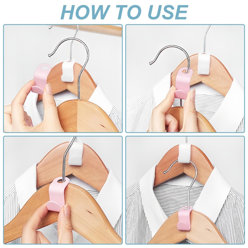 50 PCS Clothes Connector Hooks Space Saving Hanger Stacking Extender