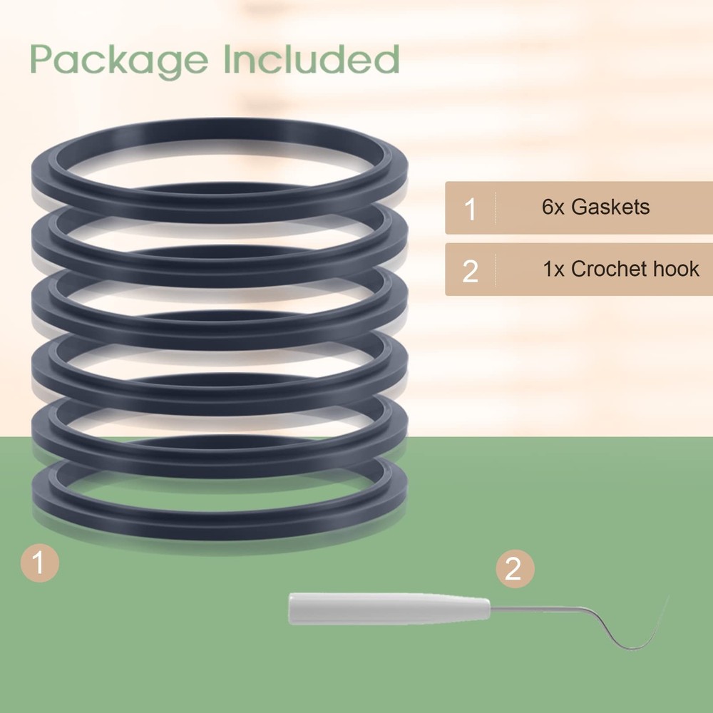 900w Extractor Blender Gaskets, Pack Of 6 Replacement Seals, Grey