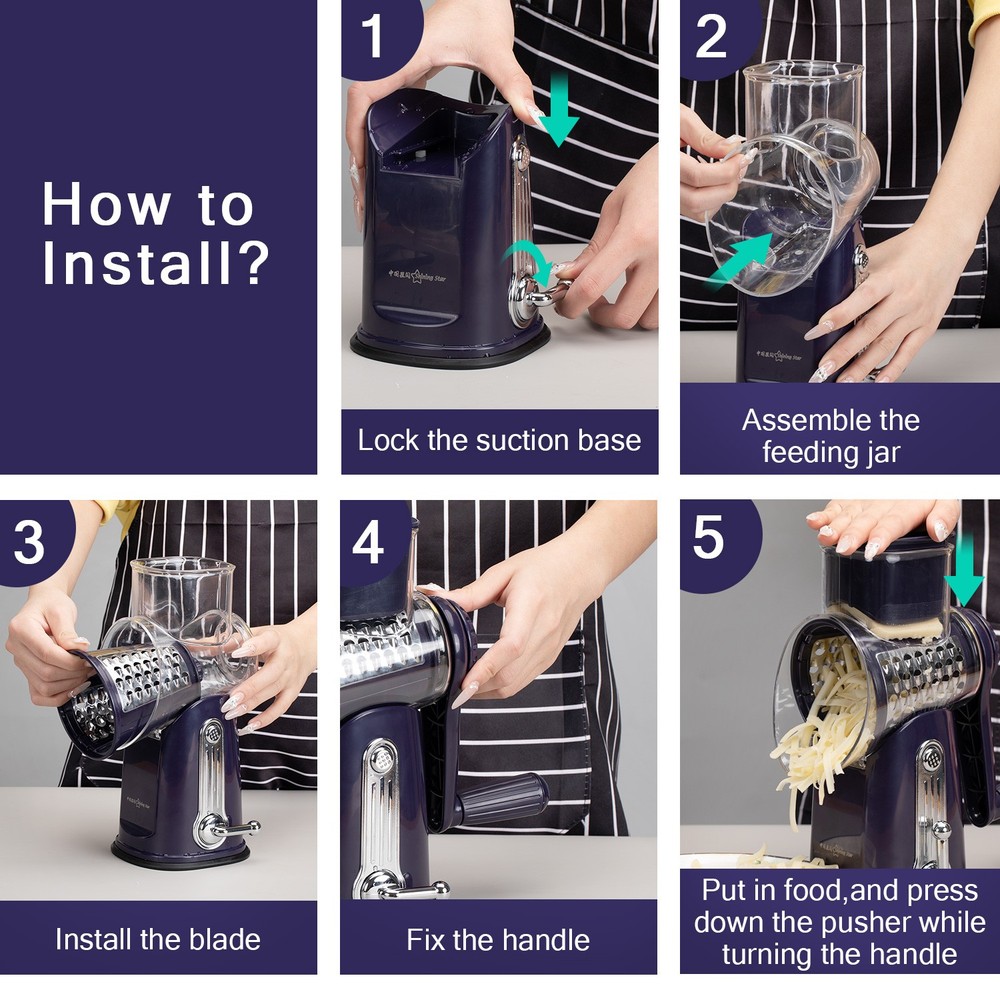 Vegetable & Fruit Chopper: 5-Cylinder Kitchen Dicer & Slicer Roller Cutter