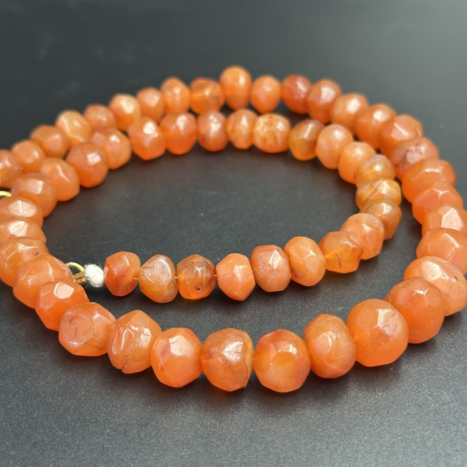 Vintage Himalayan Tibetan Carnelian Faceted Agate Beads Necklace