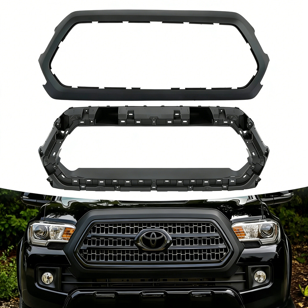 Upper Grill Outer Frame Surround & Bracket Holder Fit Toyota Tacoma 2016-2022