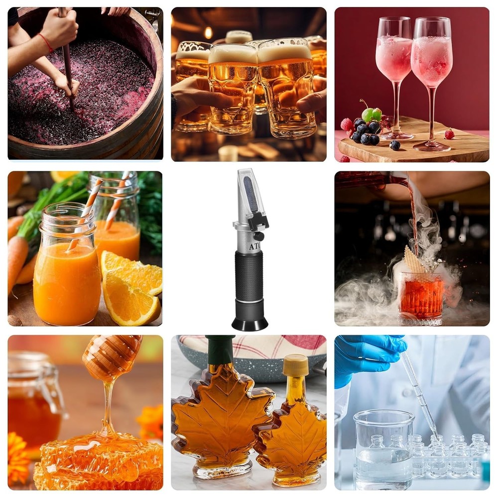 Brix Refractometer with ATC, Dual Scale - Specific Gravity & Brix, Hydrometer...