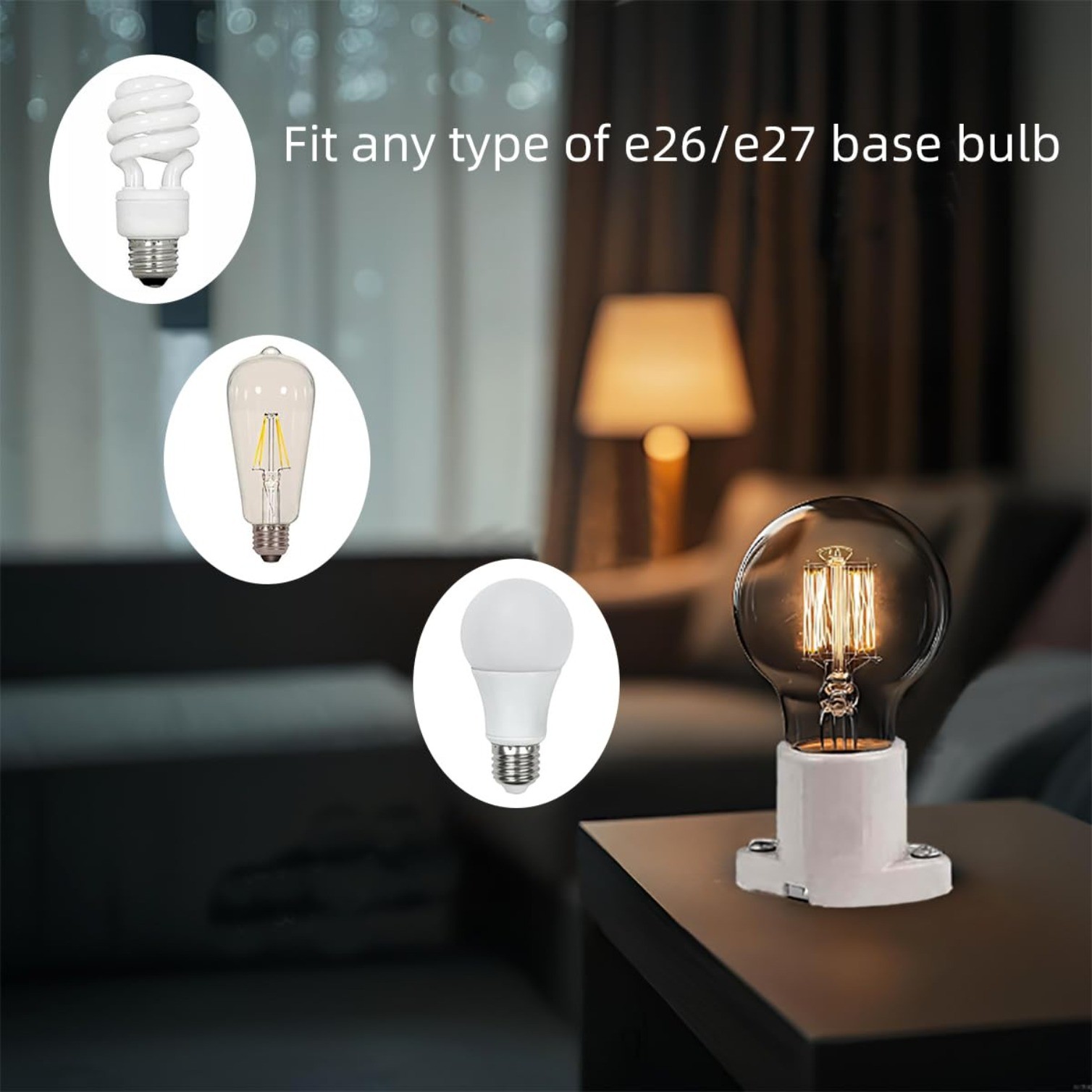 4-Pack E26 Ceramic Light Sockets, 600V 660W Lamp Holder & 6" 18AWG Wire