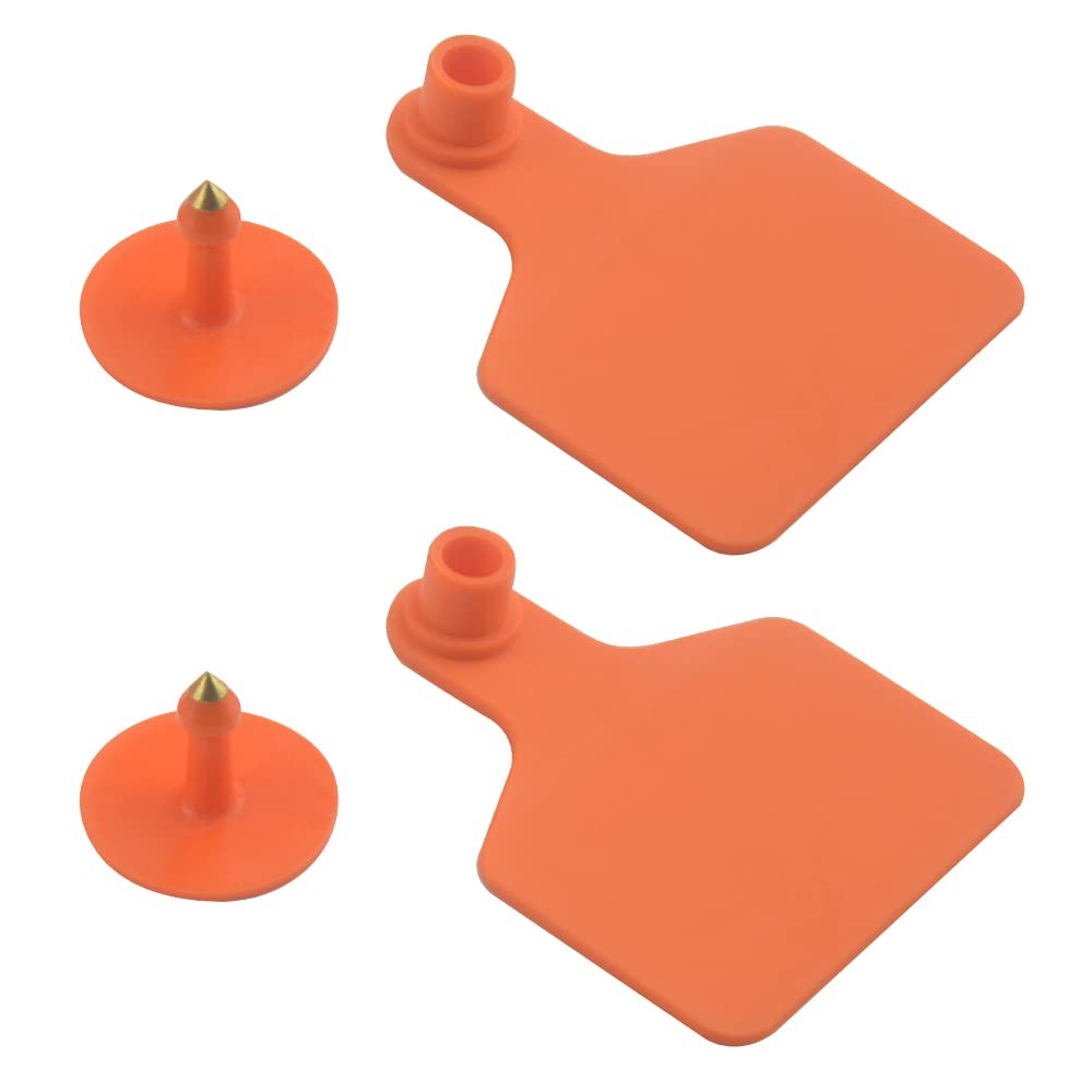 100 Sets Livestock Identification Blank Ear Tags Orange Livestock Ear Tag Bla...