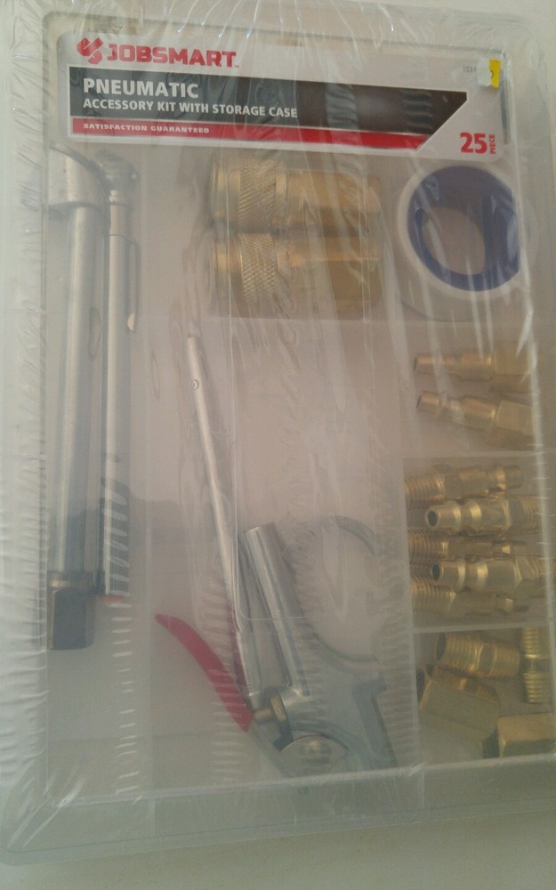 jobsmart pneumatic 25 piece accessory kit with storage case NWT