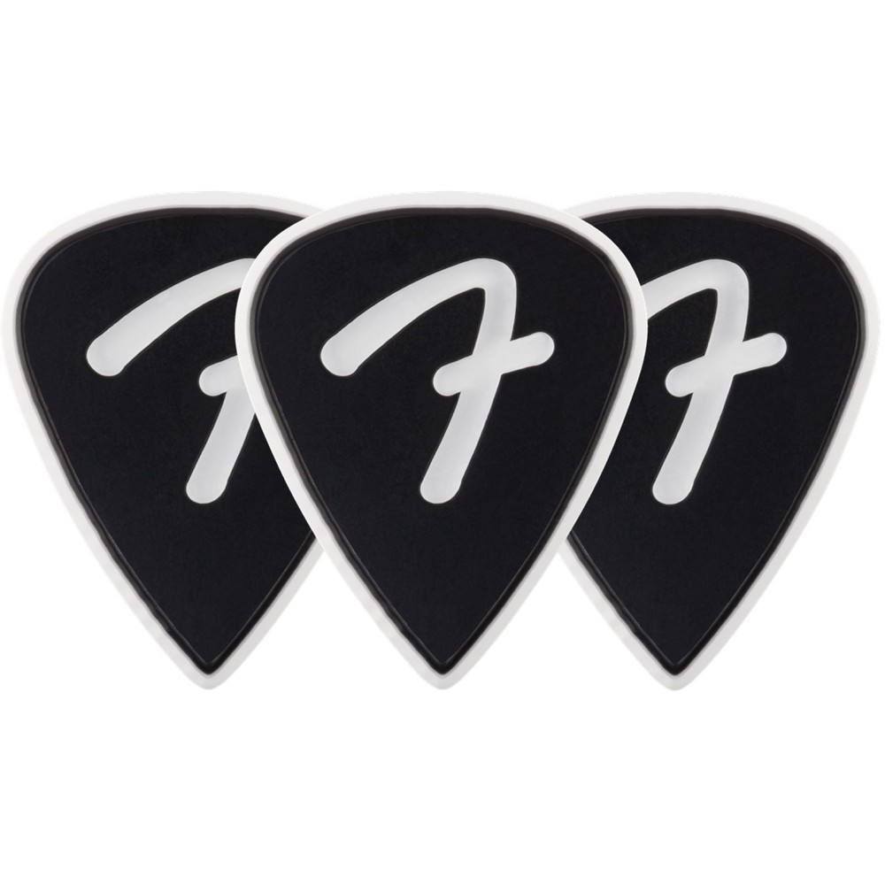 Fender F Grip 351 Shape Celluloid Guitar Picks, 1.5mm, Black, 3-Pack