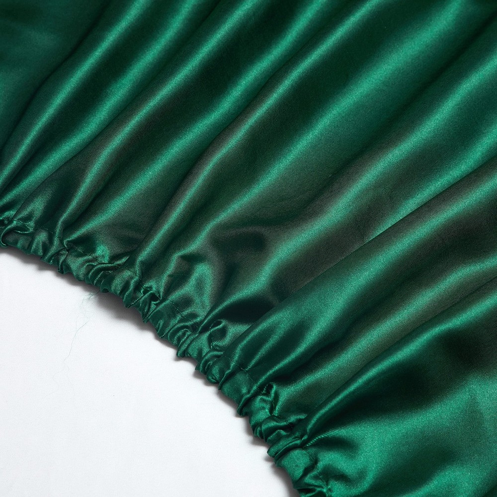 Silk Satin Fitted Sheet,Blackish Green King Size Fitted Sheets Only, Deep Poc...