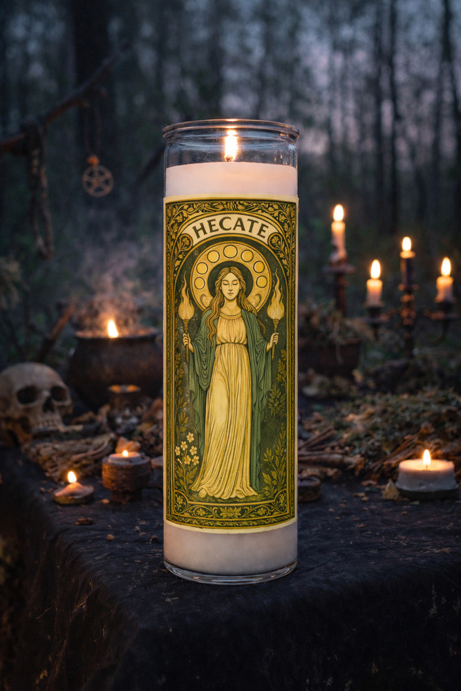 Hecate Goddess Prayer Candle – Witchcraft Ritual Altar Candle for Devotion
