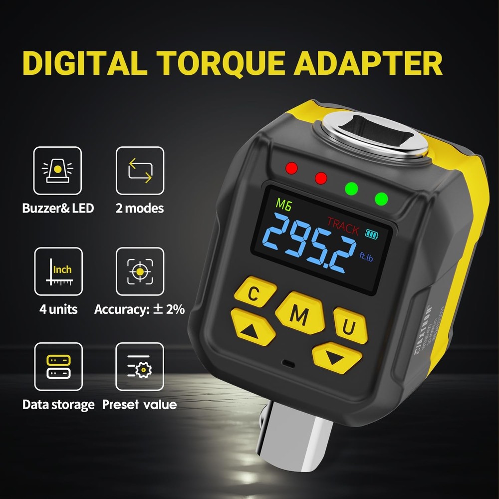 1/2" Drive Digital Torque Adapter Set 15-295 Ft-Lb Range ±2% Accuracy Certified
