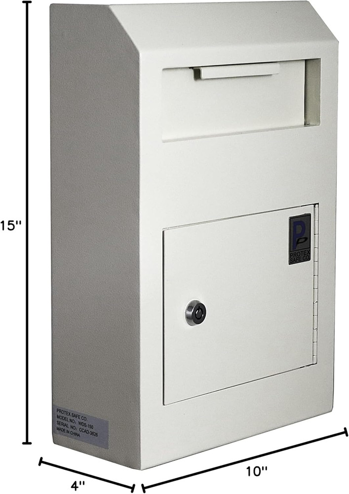 Protex Wall-Mount Drop Box Safe (WDS-150), Piano Hinge, Secure Suggestions, Ball