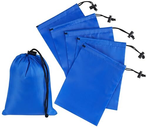 Drawstring Bag with Toggle - Nylon Cinch and Ditty Pouch () 5 x 7 Inch Blue