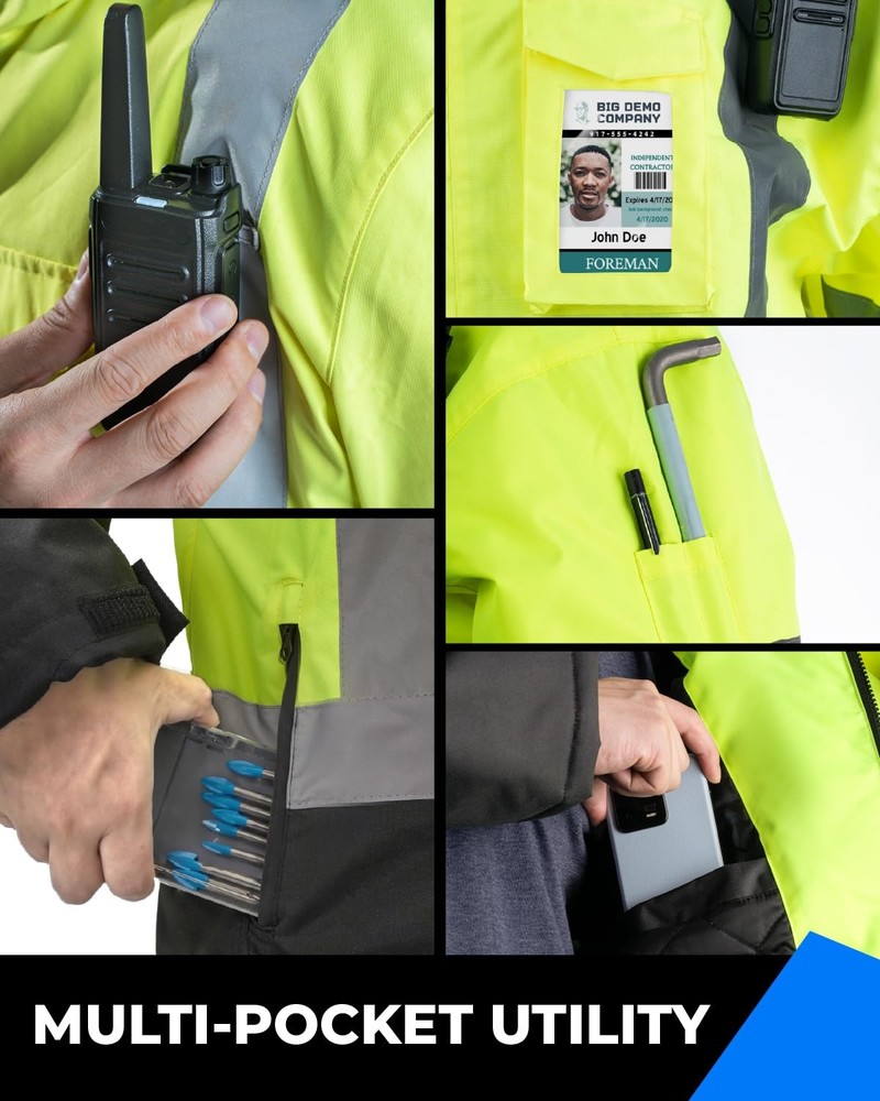 toolant Reflective Waterproof Safety Jacket for Men - High Visibility, Insula...