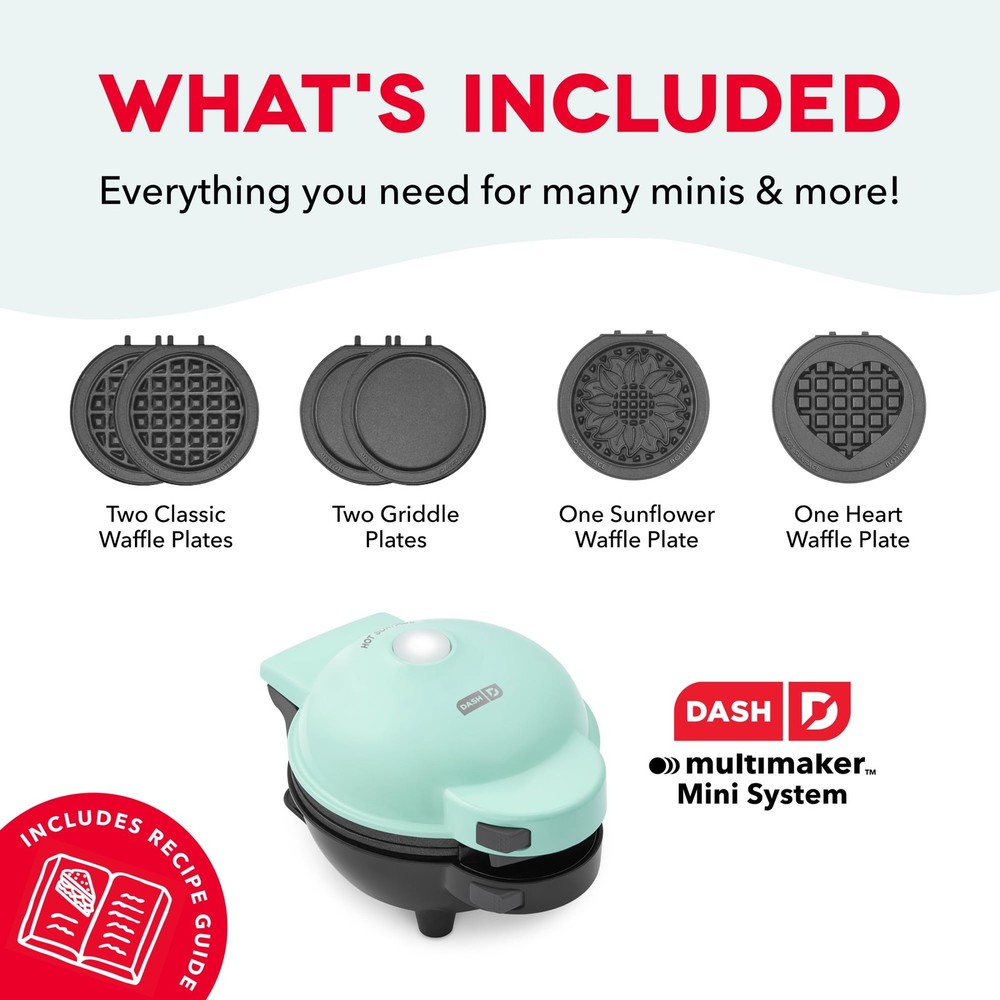 Dash MultiMaker® Mini Maker System - Compact Waffle Maker for Family Breakfasts