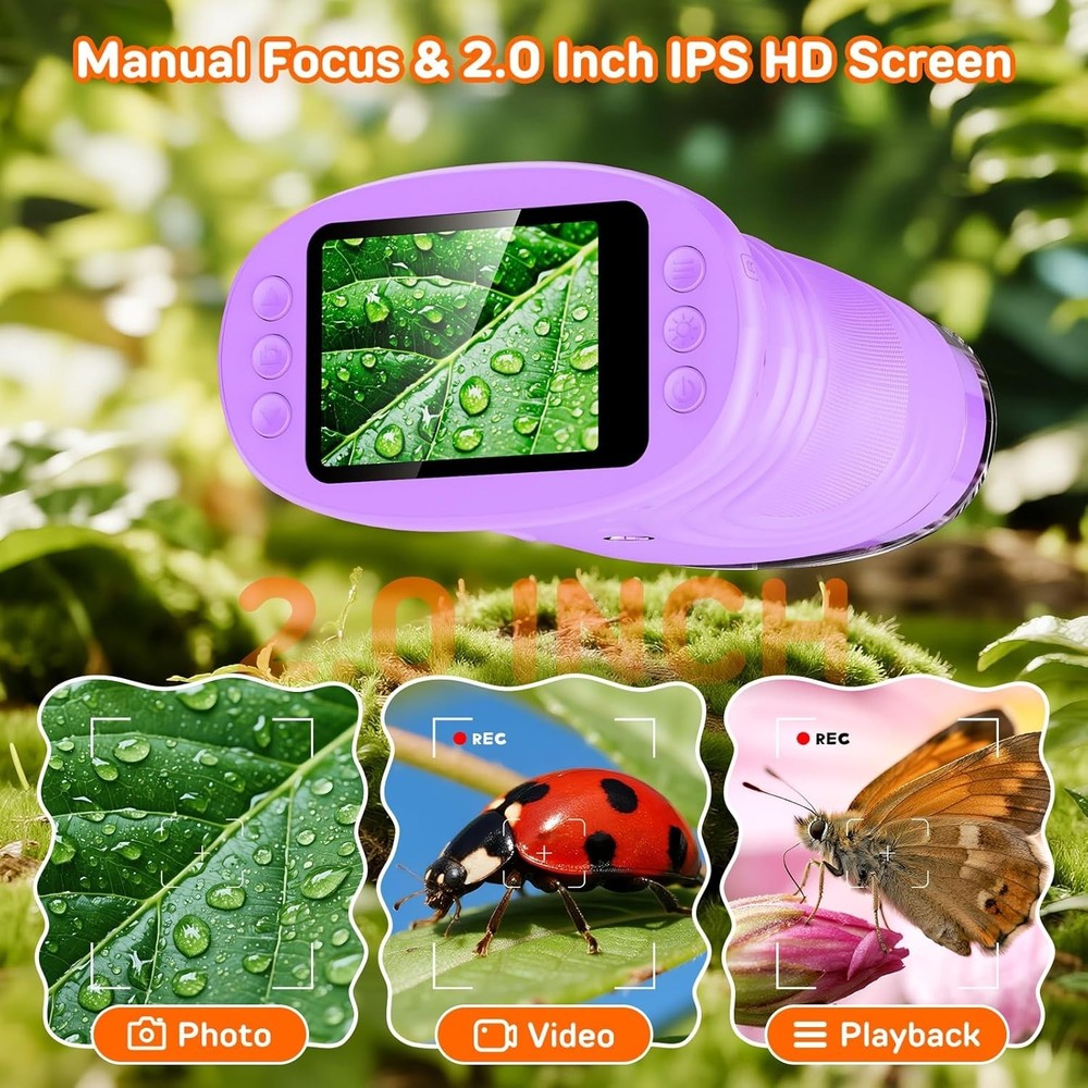 Kids’ 1000X Microscope with Rechargeable Battery and IPS Screen - STEM Learning