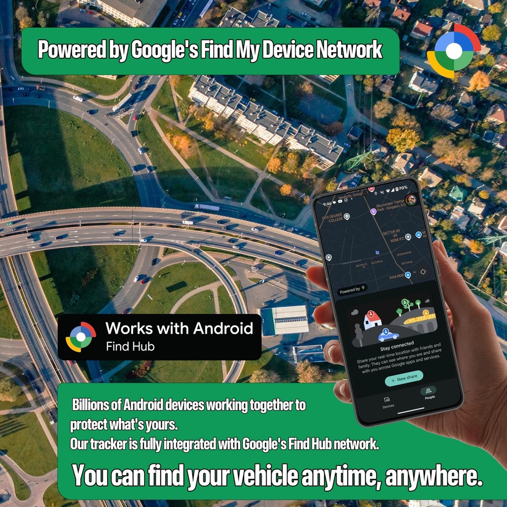 Magnetic Hidden GPS Tracker for Vehicles – Android Only, Long Battery Black