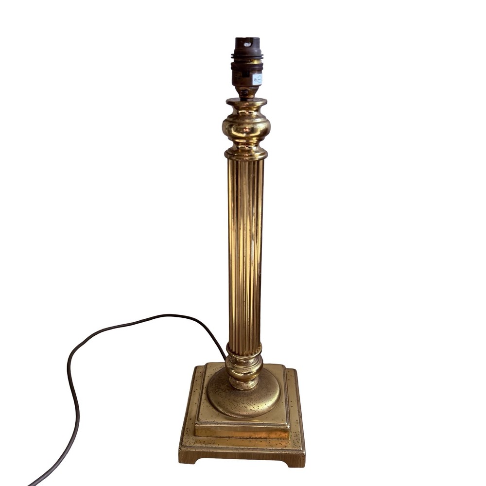 Vintage Brass Effect Table Lamp Base Column Fluted Heavy 48cm Classic