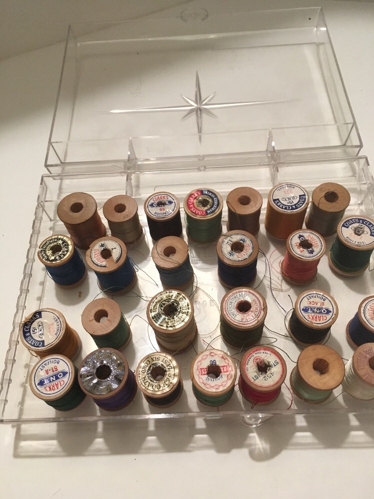 vintage mid century Lucite Dritz Thread Case With Thread