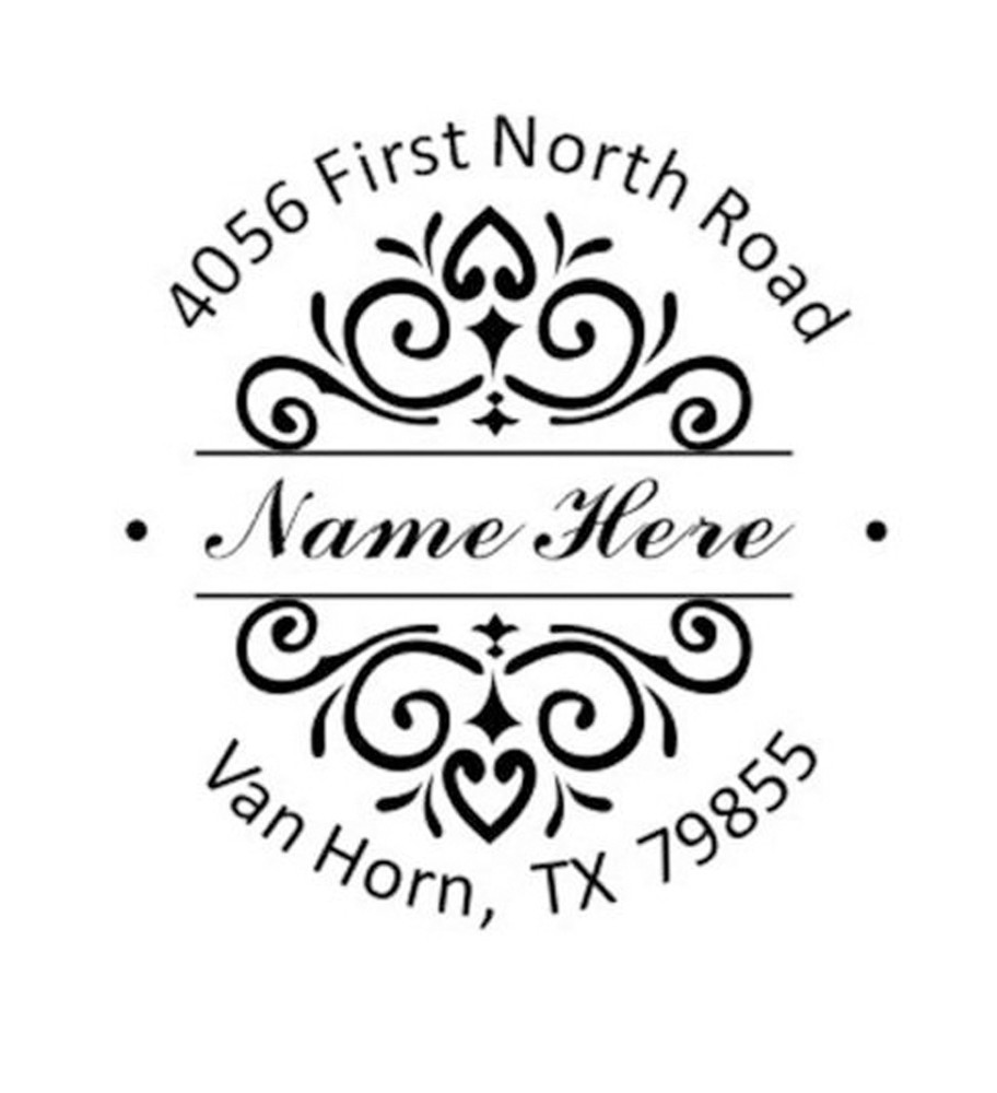 Customized Designer Round Name with Return Address Self inking Rubber Stamp