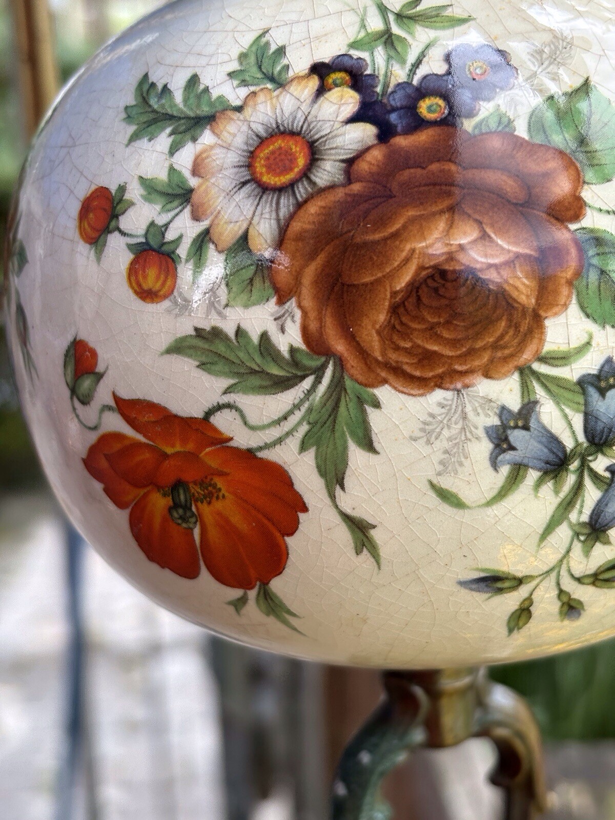 French hand painted 6 arm Porcelain Chandelier from the 20-40s