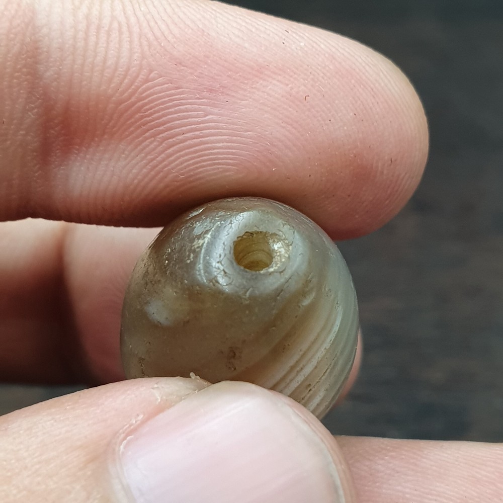 Natural Ancient Suleimani Agate Bead with Unique Eye Pattern