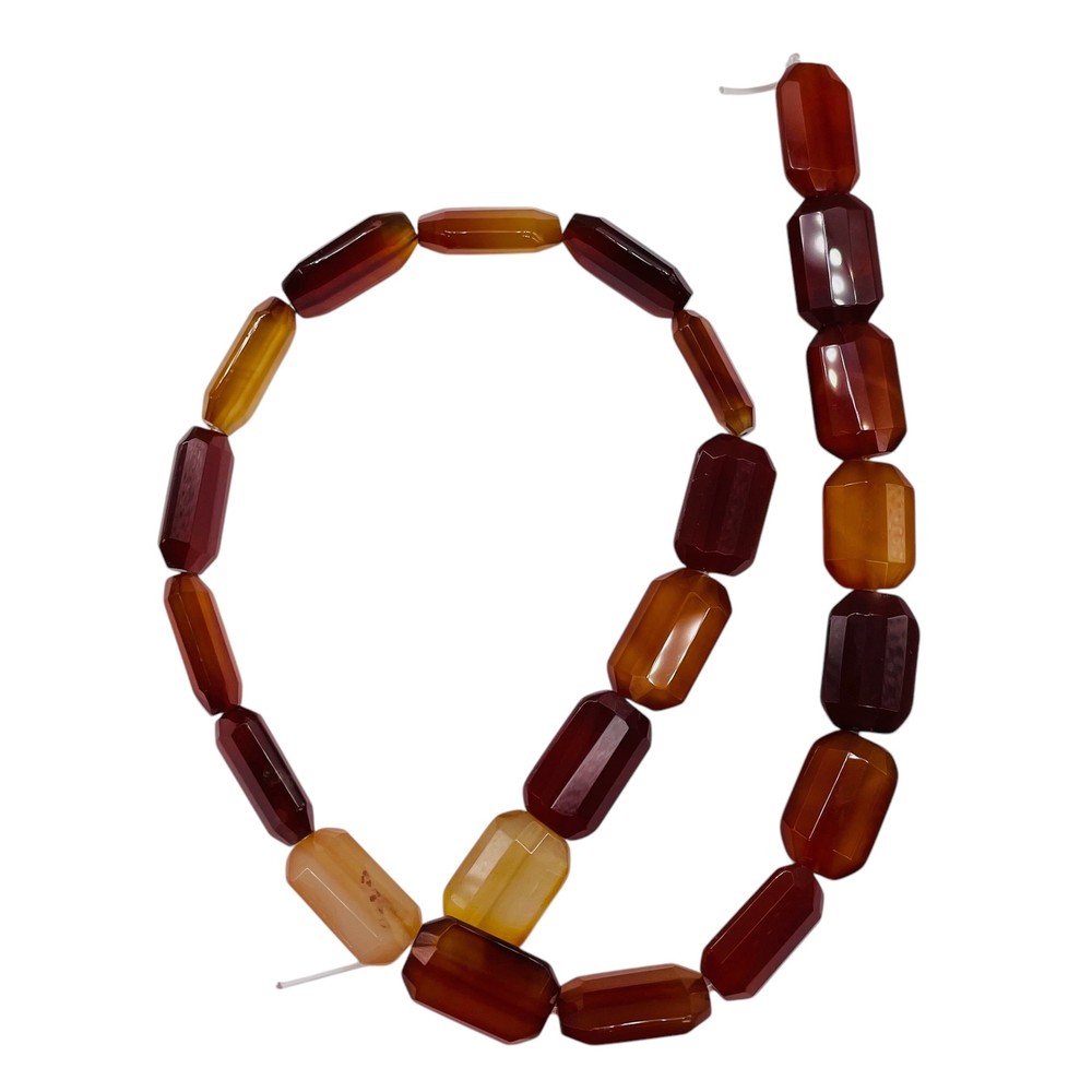 Faceted Carnelian Agate 12x18mm Rectangular Beads | 5 Beads |
